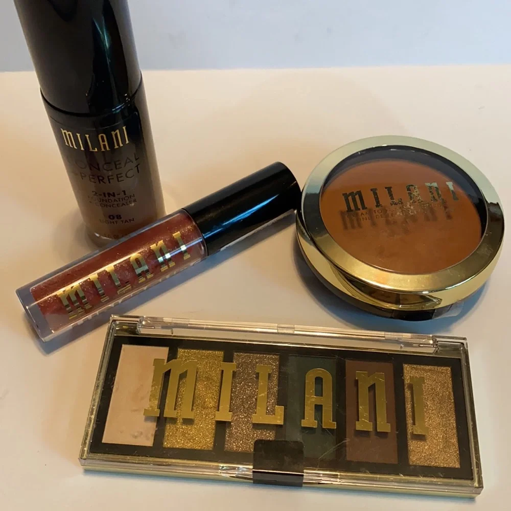 Milani Makeup Bundle Eyeshadow Lipgloss Foundation + Concealer New - Picture 12 of 12